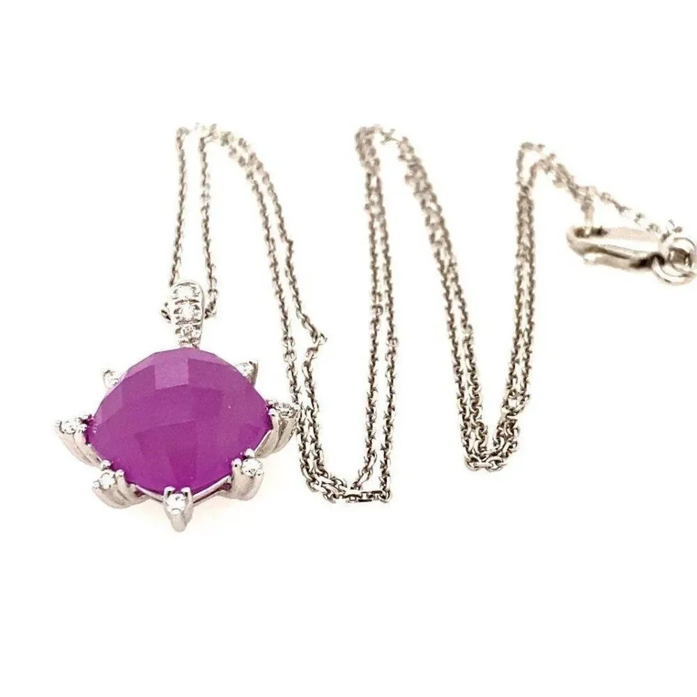 14k Purple Gem/Diamonds Necklace‎